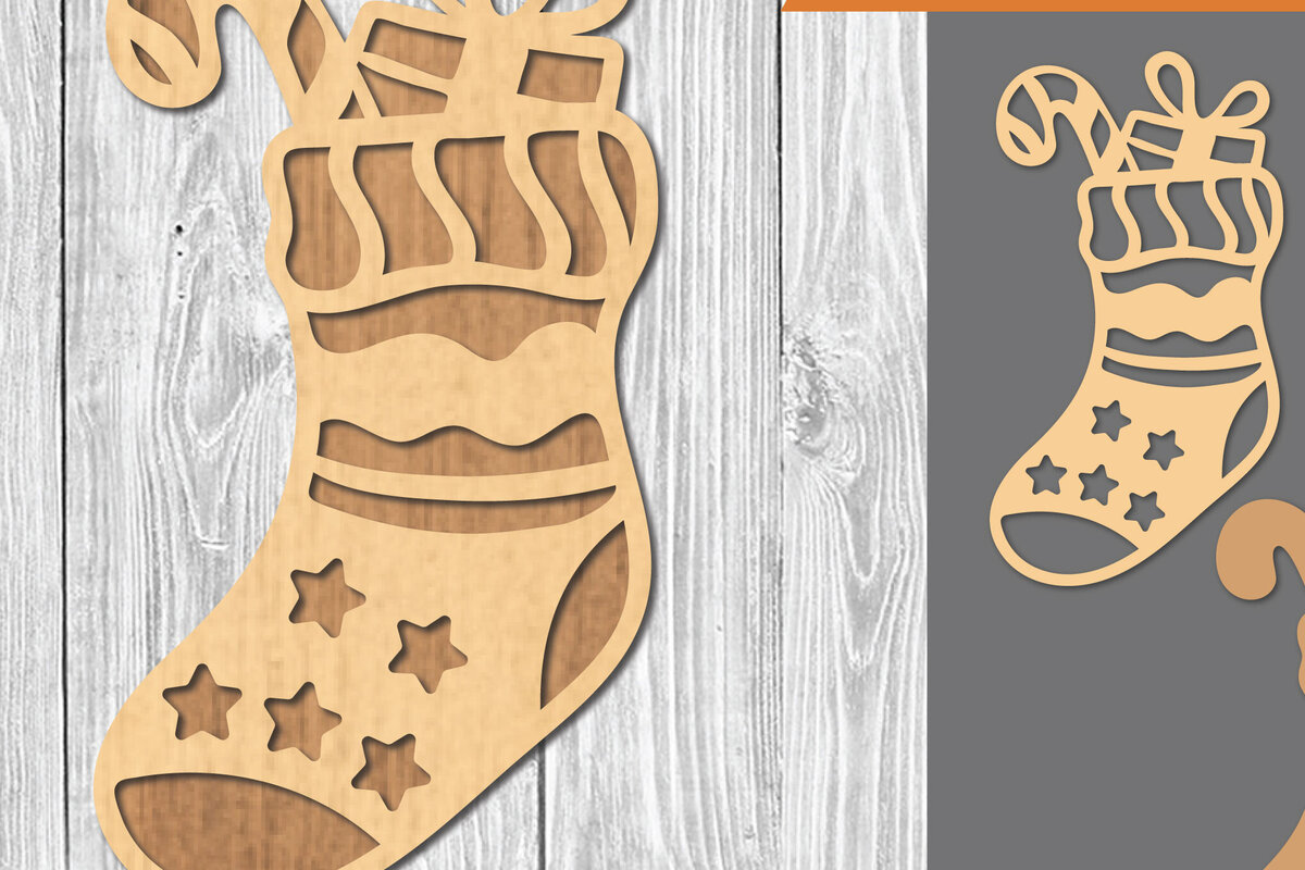 Intra απο ξύλο plywood 3mm-4mm πάχος – Κάλτσες και Δώρο Διακόσμηση κοπής με λέιζερ Δίασταση  20x20 cm INTRAFABR-109511806