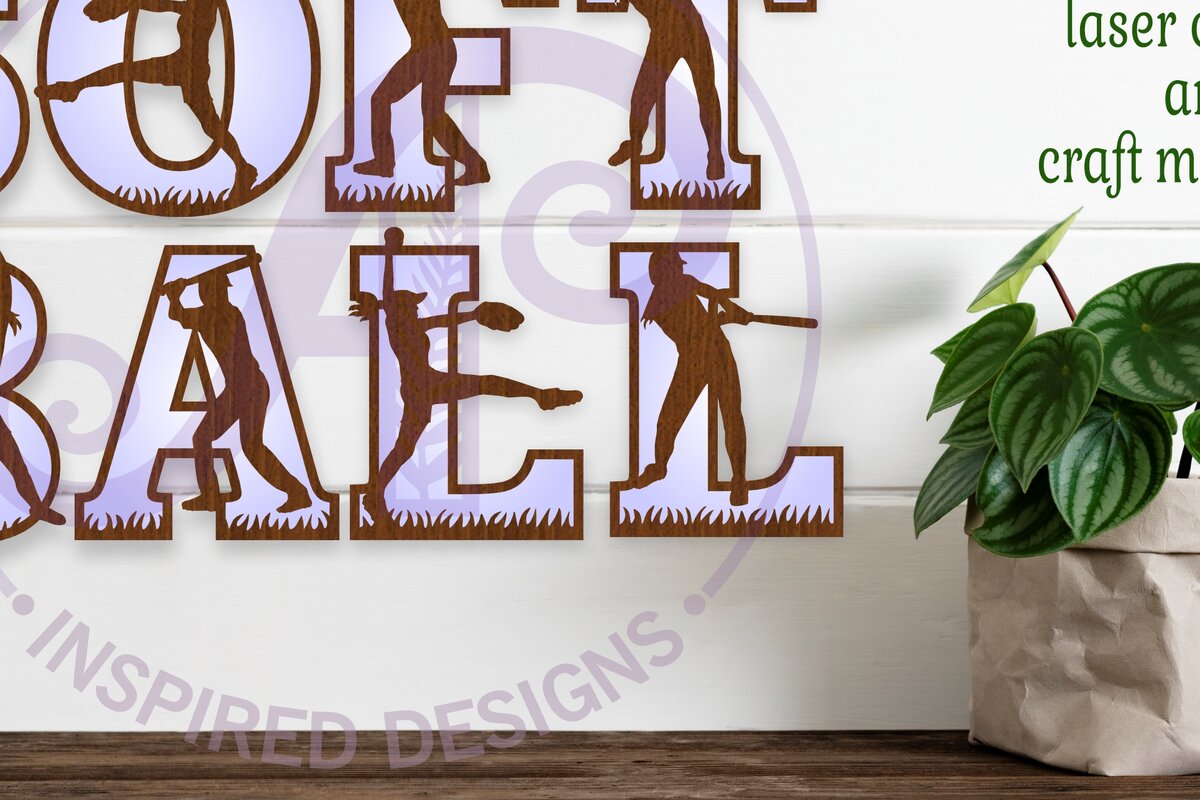 Intra απο ξύλο plywood 3mm-4mm πάχος – Επιστολή σιλουέτας παίκτριας σόφτμπολ Δίασταση  20x20 cm INTRAFABR-90121232