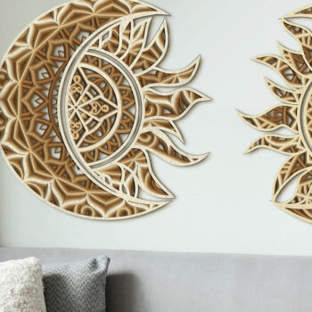 Intra απο ξύλο plywood 3mm-4mm πάχος – Solar Eclipse Wall Art Ήλιος και Σελήνη Δίασταση  40x30 cm INTRAFABR-71774483 - Image 1