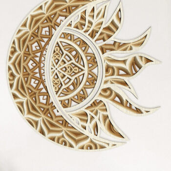 Intra απο ξύλο plywood 3mm-4mm πάχος – Solar Eclipse Wall Art Ήλιος και Σελήνη Δίασταση  40x30 cm INTRAFABR-71774483 - Image 2