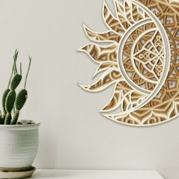 Intra απο ξύλο plywood 3mm-4mm πάχος – Solar Eclipse Wall Art Ήλιος και Σελήνη Δίασταση  40x30 cm INTRAFABR-71774483 - Image 3