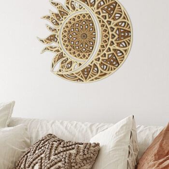 Intra απο ξύλο plywood 3mm-4mm πάχος – Solar Eclipse Wall Art Ήλιος και Σελήνη Δίασταση  40x30 cm INTRAFABR-71774483 - Image 6