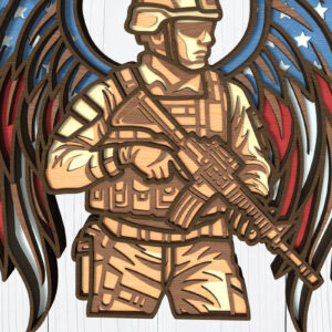 Intra απο ξύλο plywood 3mm-4mm πάχος – Soldier Angel Wings Patriotic Cut Δίασταση  20x20 cm INTRAFABR-122672779