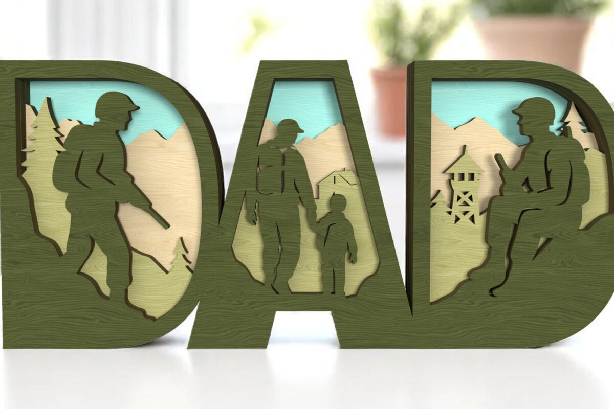 Intra απο ξύλο plywood 3mm-4mm πάχος – Στρατιώτης μπαμπάς 3D Layered σημάδι Δίασταση  20x20 cm INTRAFABR-122427290