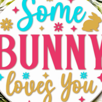 Intra απο ξύλο plywood 3mm-4mm πάχος – Some Bunny Loves You - Στρογγυλό σημάδι Δίασταση 20x20 cm INTRAFABR-118046115 - Image 1