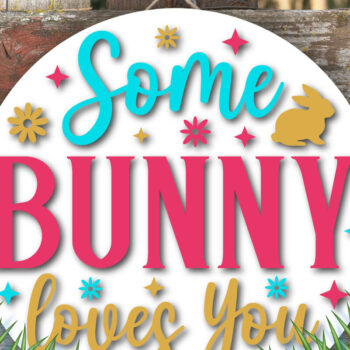 Intra απο ξύλο plywood 3mm-4mm πάχος – Some Bunny Loves You - Στρογγυλό σημάδι Δίασταση 20x20 cm INTRAFABR-118046115 - Image 2