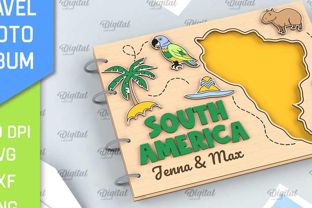 Intra απο ξύλο plywood 3mm-4mm πάχος – Λέιζερ άλμπουμ φωτογραφιών ταξιδιού Νότιας Αμερικής Δίασταση  20x20 cm INTRAFABR-99195008