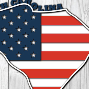 Intra απο ξύλο plywood 3mm-4mm πάχος – Σημαία 3D της Νότιας Καρολίνας ΗΠΑ Δίασταση  20x20 cm INTRAFABR-65275164