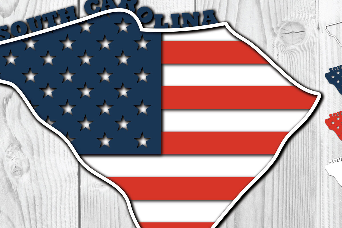 Intra απο ξύλο plywood 3mm-4mm πάχος – Σημαία 3D της Νότιας Καρολίνας ΗΠΑ Δίασταση  20x20 cm INTRAFABR-65275164