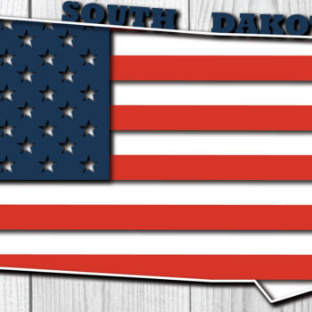 Intra απο ξύλο plywood 3mm-4mm πάχος – South Dakota USA 3d Flag Paper cut Δίασταση  20x20 cm INTRAFABR-65211604 - Image 1