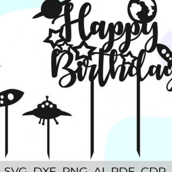 Intra απο ξύλο plywood 3mm-4mm πάχος – Space Cake Topper Δίασταση  20x20 cm INTRAFABR-29178195 - Image 1