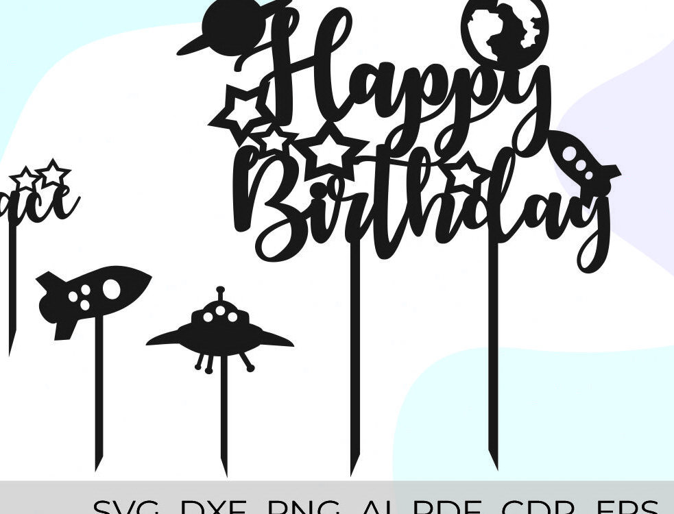 Intra απο ξύλο plywood 3mm-4mm πάχος – Space Cake Topper Δίασταση  20x20 cm INTRAFABR-29178195