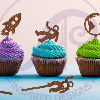 Intra απο ξύλο plywood 3mm-4mm πάχος – Space Cupcake Toppers, 8 σχέδια Δίασταση  20x20 cm INTRAFABR-89558164 - Image 1
