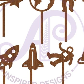 Intra απο ξύλο plywood 3mm-4mm πάχος – Space Cupcake Toppers, 8 σχέδια Δίασταση  20x20 cm INTRAFABR-89558164 - Image 3