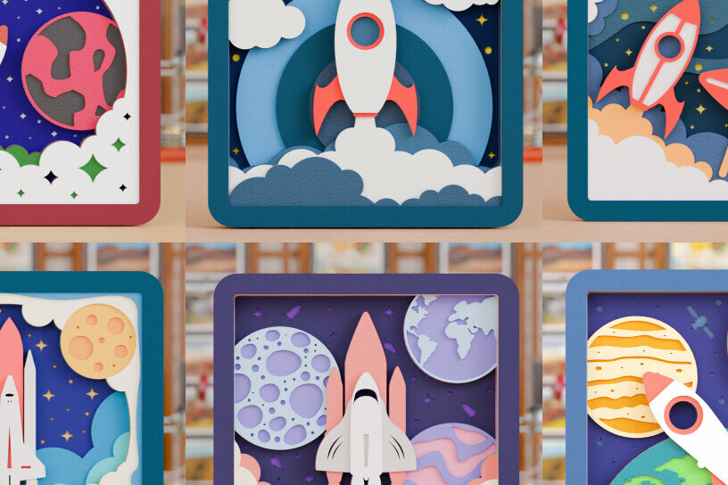 Intra απο ξύλο plywood 3mm-4mm πάχος – Πακέτο 3D Craft Exploration Space Δίασταση  20x20 cm INTRAFABR-118450335