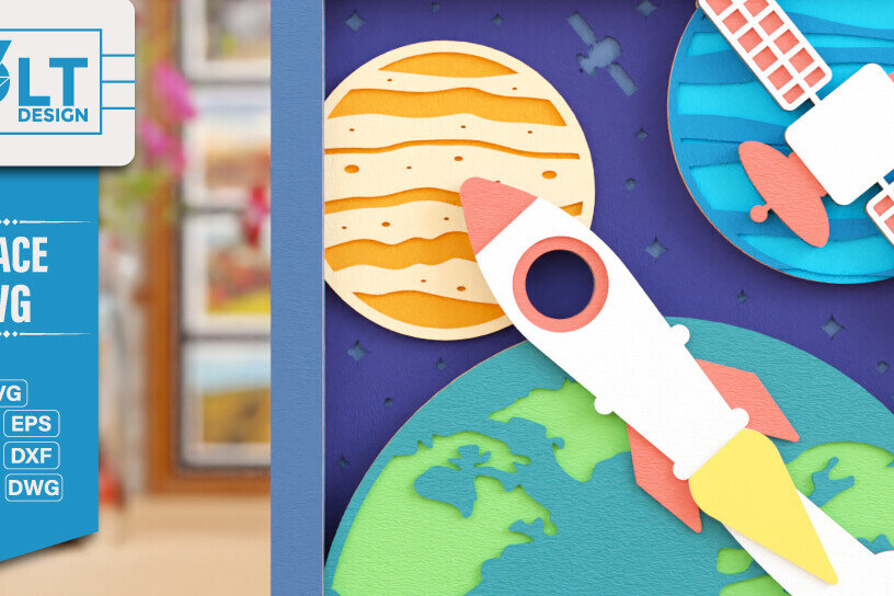 Intra απο ξύλο plywood 3mm-4mm πάχος – Διαστημική εξερεύνηση 3D Craft Design Δίασταση  40x30 cm INTRAFABR-118380664