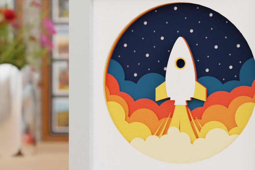 Intra απο ξύλο plywood 3mm-4mm πάχος – Διαστημική εξερεύνηση 3D Craft Design Δίασταση  40x30 cm INTRAFABR-118442641