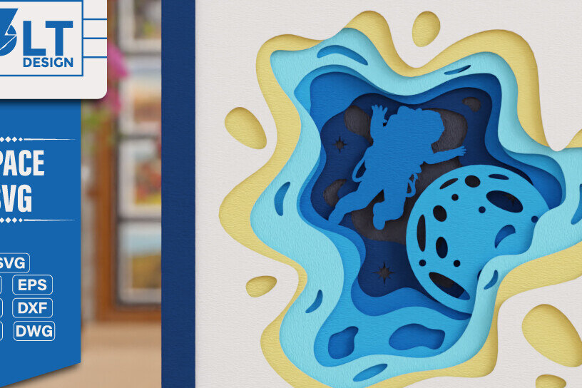 Intra απο ξύλο plywood 3mm-4mm πάχος – Διαστημική εξερεύνηση 3D Craft Design Δίασταση  40x30 cm INTRAFABR-118581938