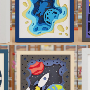 Intra απο ξύλο plywood 3mm-4mm πάχος – Διαστημική εξερεύνηση 3D Craft Design Δίασταση  40x30 cm INTRAFABR-118582671