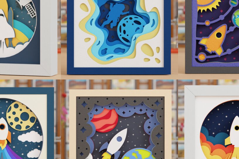 Intra απο ξύλο plywood 3mm-4mm πάχος – Διαστημική εξερεύνηση 3D Craft Design Δίασταση  40x30 cm INTRAFABR-118582671