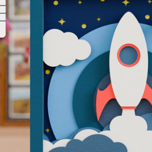 Intra απο ξύλο plywood 3mm-4mm πάχος – Διαστημική εξερεύνηση 3D Craft Design Δίασταση  40x30 cm INTRAFABR-118120066