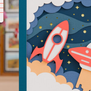 Intra απο ξύλο plywood 3mm-4mm πάχος – Διαστημική εξερεύνηση 3D Craft Design Δίασταση  40x30 cm INTRAFABR-118120119