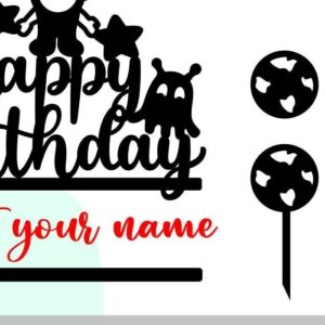 Intra απο ξύλο plywood 3mm-4mm πάχος – Space Happy Birthday Cake Topper Δίασταση  20x20 cm INTRAFABR-32503822