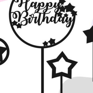 Intra απο ξύλο plywood 3mm-4mm πάχος – Space Happy Birthday Cake Topper Δίασταση  20x20 cm INTRAFABR-30648942