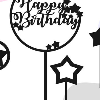 Intra απο ξύλο plywood 3mm-4mm πάχος – Space Happy Birthday Cake Topper Δίασταση 20x20 cm INTRAFABR-30648942 - Image 1