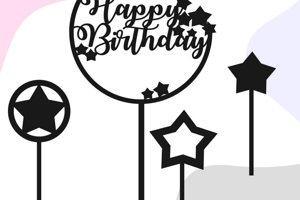 Intra απο ξύλο plywood 3mm-4mm πάχος – Space Happy Birthday Cake Topper Δίασταση  20x20 cm INTRAFABR-30648942