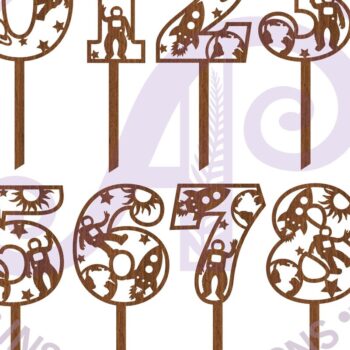 Intra απο ξύλο plywood 3mm-4mm πάχος – Διαστημικά Αριθμοί Cake Toppers Δίασταση  20x20 cm INTRAFABR-100147836 - Image 3