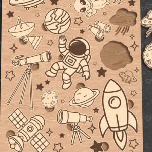 Intra απο ξύλο plywood 3mm-4mm πάχος – Διαστημικό παζλ για παιδιά - Δίασταση 20x20 cm INTRAFABR-123089997