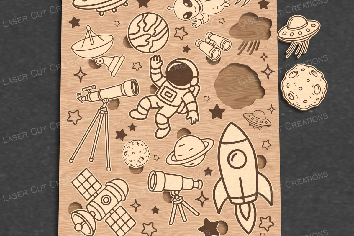 Intra απο ξύλο plywood 3mm-4mm πάχος – Διαστημικό παζλ για παιδιά - Δίασταση  20x20 cm INTRAFABR-123089997