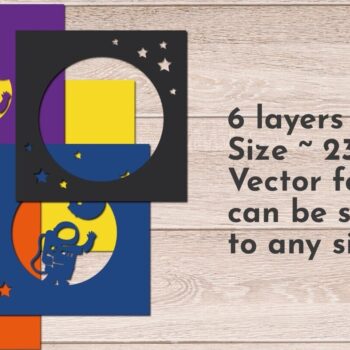 Intra απο ξύλο plywood 3mm-4mm πάχος – Space Shadow Box, Astronaut Light Box Δίασταση 20x20 cm INTRAFABR-80145602 - Image 2