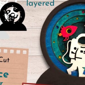 Intra απο ξύλο plywood 3mm-4mm πάχος – Space Snow Globe 3D, Astronaut Δίασταση  20x20 cm INTRAFABR-39881327