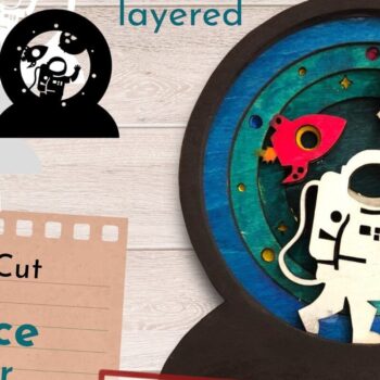 Intra απο ξύλο plywood 3mm-4mm πάχος – Space Snow Globe 3D, Astronaut Δίασταση  20x20 cm INTRAFABR-39881327 - Image 1