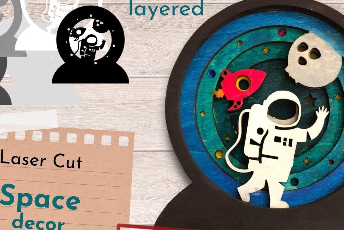 Intra απο ξύλο plywood 3mm-4mm πάχος – Space Snow Globe 3D, Astronaut Δίασταση  20x20 cm INTRAFABR-39881327