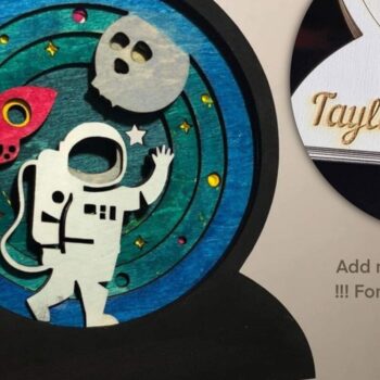 Intra απο ξύλο plywood 3mm-4mm πάχος – Space Snow Globe 3D, Astronaut Δίασταση  20x20 cm INTRAFABR-39881327 - Image 3