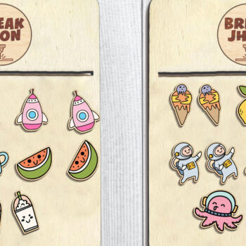 Intra απο ξύλο plywood 3mm-4mm πάχος – Σετ σκουλαρίκια Space Stud Δίασταση  5x5 cm INTRAFABR-97025656 - Image 1