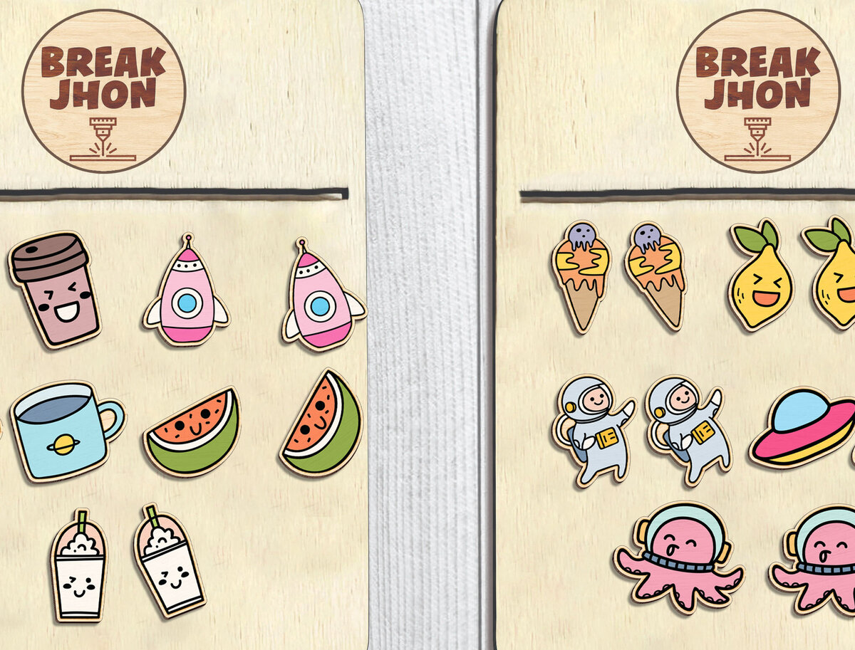 Intra απο ξύλο plywood 3mm-4mm πάχος – Σετ σκουλαρίκια Space Stud Δίασταση  5x5 cm INTRAFABR-97025656