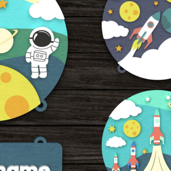 Intra απο ξύλο plywood 3mm-4mm πάχος – Πακέτο πινακίδων με θέμα Space Δίασταση  20x20 cm INTRAFABR-113691927 - Image 1