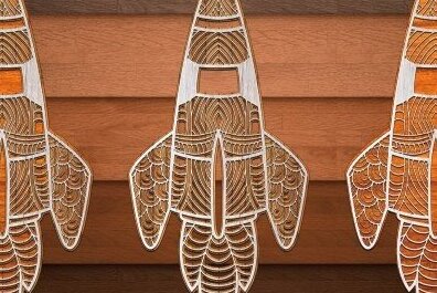 Intra απο ξύλο plywood 3mm-4mm πάχος – Κοπή λέιζερ διαστημικού σκάφους Δίασταση  20x20 cm INTRAFABR-33029850