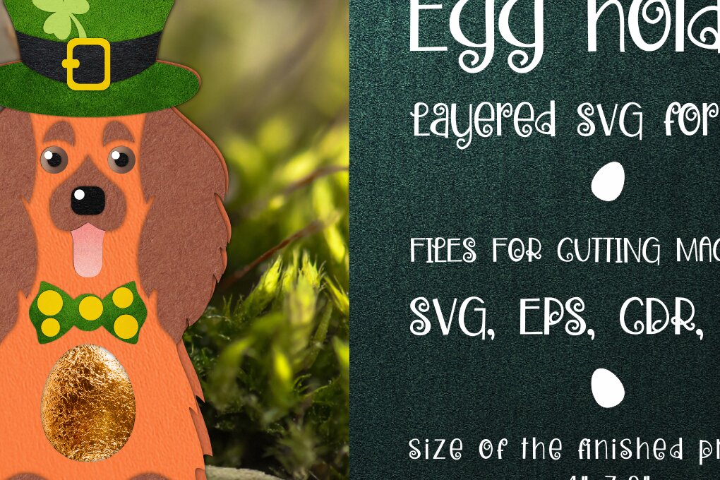 Intra απο ξύλο plywood 3mm-4mm πάχος – Spaniel Patrick's Day Egg Holder Δίασταση  20x20 cm INTRAFABR-24502337