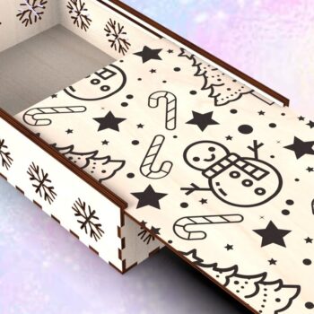 Intra απο ξύλο plywood 3mm-4mm πάχος – Ειδικό Χριστουγεννιάτικο Συρόμενο Κουτί Χαρακτικής Δίασταση  20x20 cm INTRAFABR-109675509 - Image 2