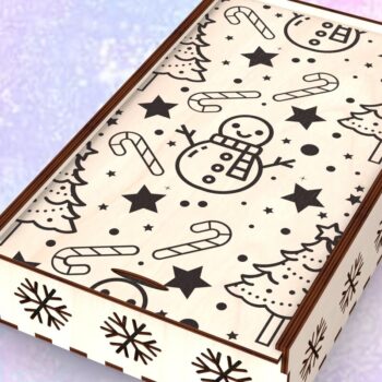 Intra απο ξύλο plywood 3mm-4mm πάχος – Ειδικό Χριστουγεννιάτικο Συρόμενο Κουτί Χαρακτικής Δίασταση  20x20 cm INTRAFABR-109675509 - Image 3