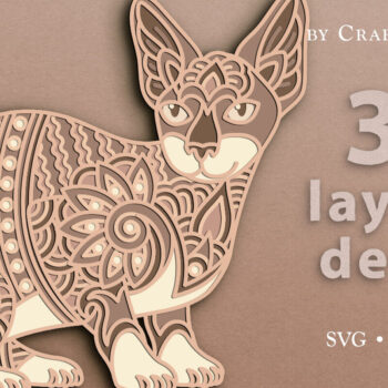 Intra απο ξύλο plywood 3mm-4mm πάχος – Sphynx Cat 3D Layered Δίασταση  20x20 cm INTRAFABR-62908717 - Image 2