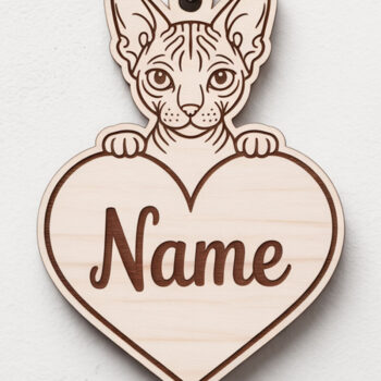 Intra απο ξύλο plywood 3mm-4mm πάχος – Μπρελόκ με όνομα Sphynx Cat Heart Δίασταση 5x5 cm INTRAFABR-122315345 - Image 1