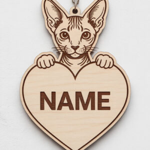 Intra απο ξύλο plywood 3mm-4mm πάχος – Προσωποποιημένη ετικέτα κλειδιού Sphynx Cat Δίασταση  20x20 cm INTRAFABR-122315396