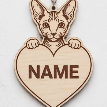 Intra απο ξύλο plywood 3mm-4mm πάχος – Προσωποποιημένη ετικέτα κλειδιού Sphynx Cat Δίασταση 20x20 cm INTRAFABR-122315396 - Image 1