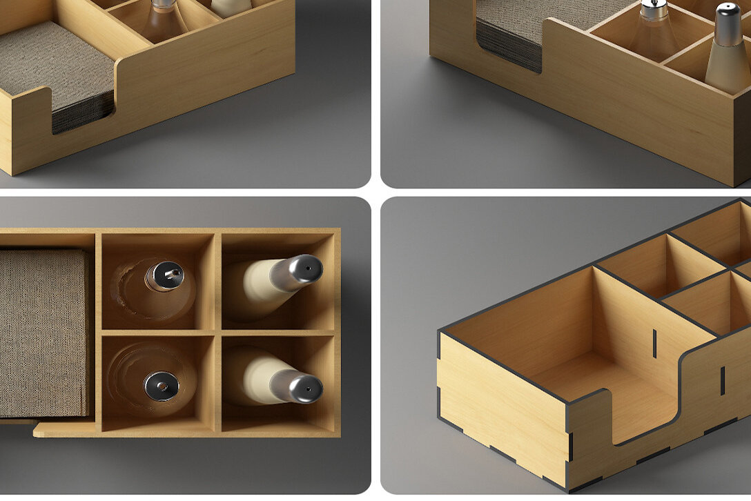 Intra απο ξύλο plywood 3mm-4mm πάχος – Θήκη για ράφι και τραπεζοπετσέτα μπαχαρικών 294 Δίασταση  20x20 cm INTRAFABR-48378452